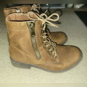 RAMPAGE Brown/Tan Block Heel Combat Boots Kellin Size 6 6m